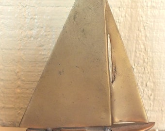 Vintage Sailboat Paperweight - Brass Nautical