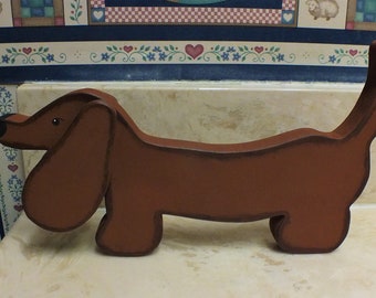 Doxie Love!  Reddish Brown Folk Art Dachshund Figurine