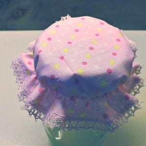 Pink Polka Dot Mason Jar Bonnets ... Elastic Jam Jar Lid Covers