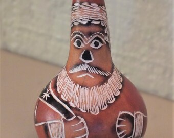 Vintage Hand Carved Folk Art Primitive Santa Gourd Ornament
