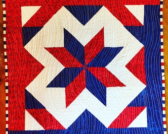 18" Square Star Spangled Table Topper PDF Muster Download