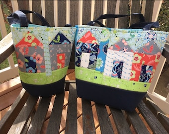 Haus Block Tote Bag - PDF Muster Sofort Download