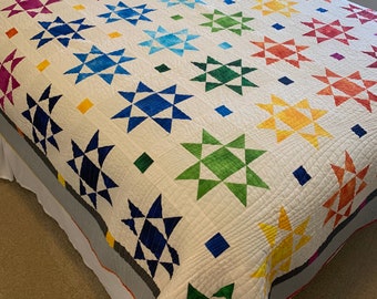 Regenbogen Sterne Quilt - PDF Pattern Instant Download