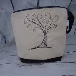Bolsa de projeto em lona de algodão bordada - com zíper