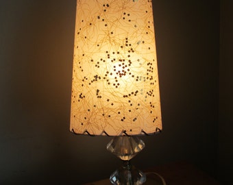 Atomic Floor Lamp Vintage Mid Century Modern with Gold Fleck Pebble Glass Shade