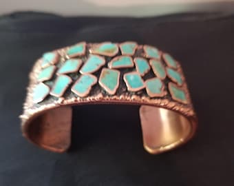 Vintage Native American Copper Thunderbird Cuff Bracelet