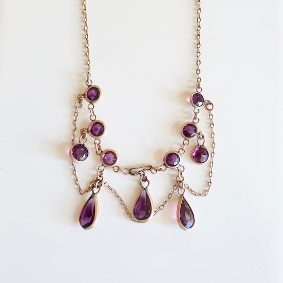 Antique amethyst paste necklace. Antique feston ne