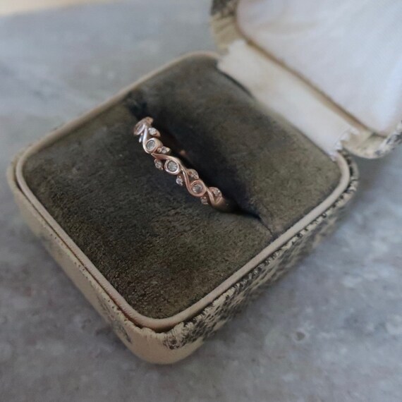 Vintage estate rose gold flower and leaf ring. Es… - image 3