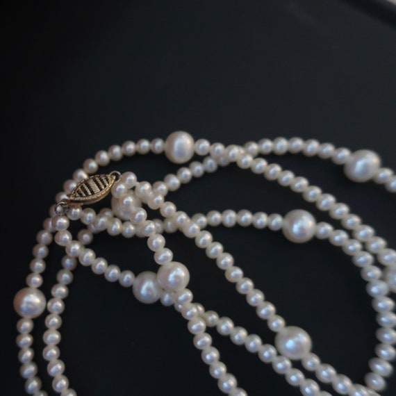 Vintage pearl necklace. Double strand pearl neckl… - image 3