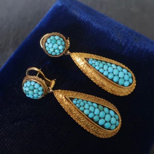 Antique Victorian Turquoise and 18kt gold Earrings