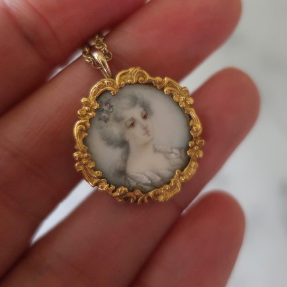 Antique Victorian miniature portrait. French mini… - image 6