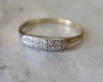 Vintage 1930's Platinum and yellow gold band. 14kt vintage diamond band. Vintage diamond band two toned. Vintage diamond band.