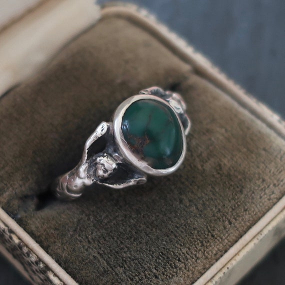 Antique revival ring with turquoise. Eygptian rev… - image 3