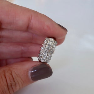 Vintage carre diamond band. Vintage 1950's band. Vintage diamond cocktail ring. Diamond cluster ring. Vintage diamond engagement ring. image 3