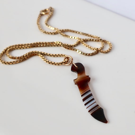 Antique Victorian banded agate dagger charm /fob.