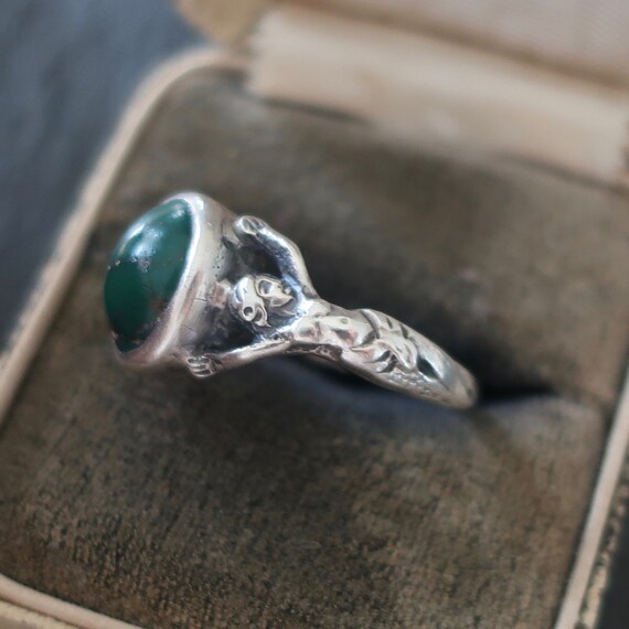 Antique revival ring with turquoise. Eygptian rev… - image 4