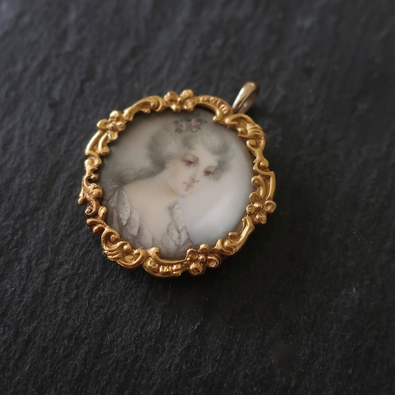 Antique Victorian miniature portrait. French mini… - image 1