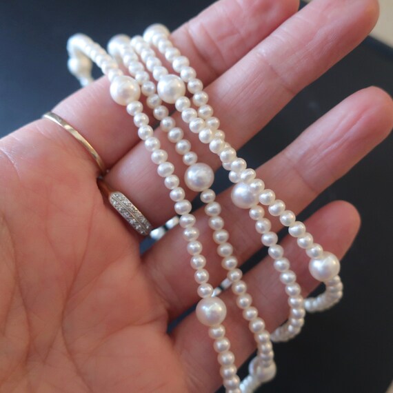 Vintage pearl necklace. Double strand pearl neckl… - image 4