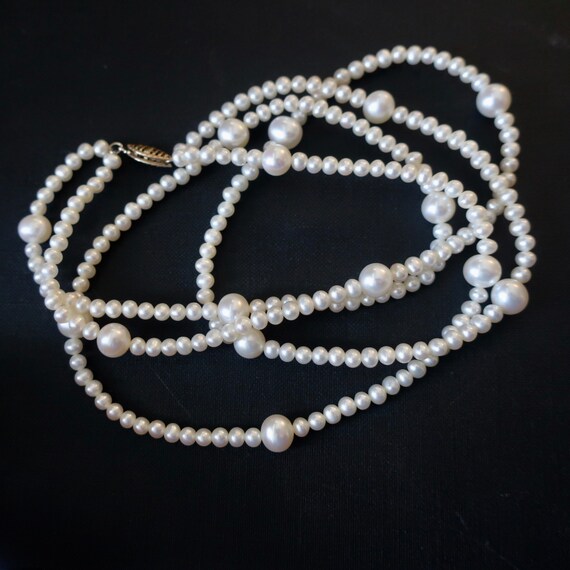 Vintage pearl necklace. Double strand pearl neckl… - image 1