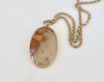 Antique Victorian dendritic agate pendant. Antique Victorian pendant. Antique agate pendant. Conversion necklace pendant.