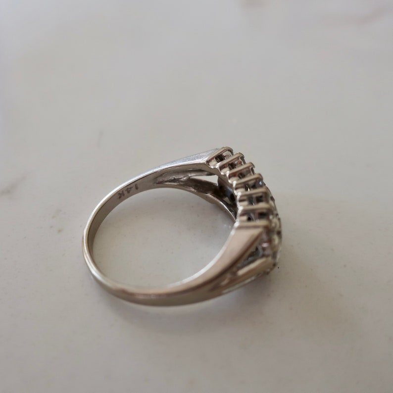 Vintage carre diamond band. Vintage 1950's band. Vintage diamond cocktail ring. Diamond cluster ring. Vintage diamond engagement ring. image 5
