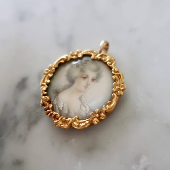 Antique Victorian miniature portrait. French mini… - image 3