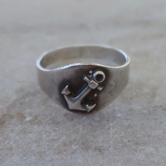 Antique Victorian sterling anchor ring. Antique s… - image 1