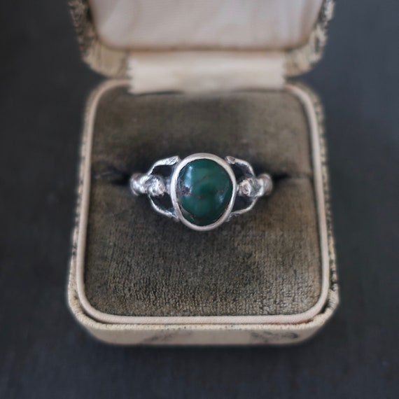 Antique revival ring with turquoise. Eygptian rev… - image 1