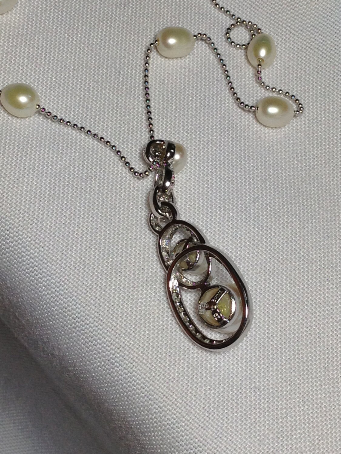 【STONEHENgE】Silver Material Pearl Cubic Necklace SC25A13T Pearl (cultured) Cubic Zirconia Sterling Silver - Geniune