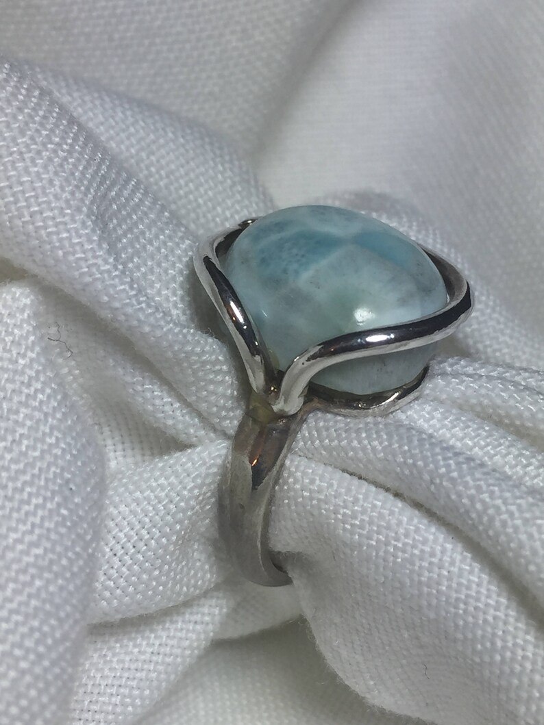 Silver Larimar Ring Silver Ring Larimar Cocktail Ring Turquoise Ring Large Larimar Ring Gemstone Ring