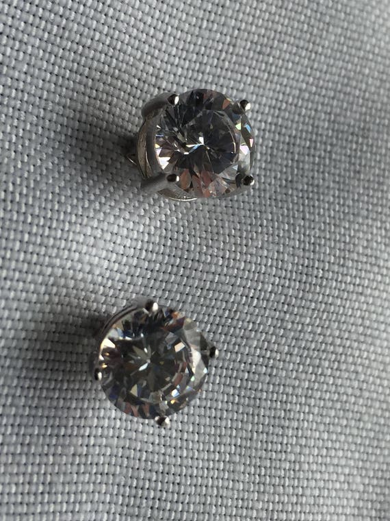 Stud Earrings Round Cubic Zirconia Pushback Post … - image 6