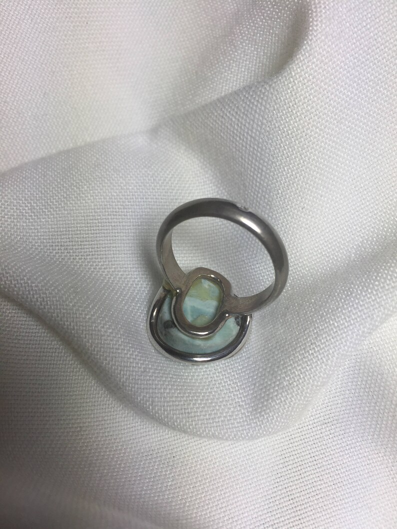 Silver Larimar Ring Silver Ring Larimar Cocktail Ring Turquoise Ring Large Larimar Ring Gemstone Ring