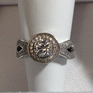 Engagement Ring - Round Brilliant Engagement Ring - Silver Promise Ring - Silver Micro Pave Ring