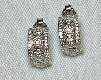 Cubic Zirconia Huggie Earrings - Micro Pave CZ Hoop Earrings - CZ Earrings - Sterling Silver Earrings - Bridesmaid Earrings