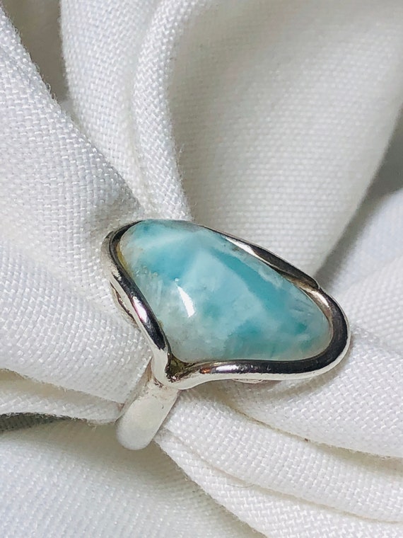 Larimar Ring - Silver Larimar Ring - Larimar Cockt