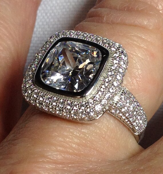 3ct  Princess Cut Engagement Ring  - Basel Settin… - image 3