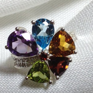 Coctail Ring -Colorfull Multigem Sterling Silver, Prong Setting