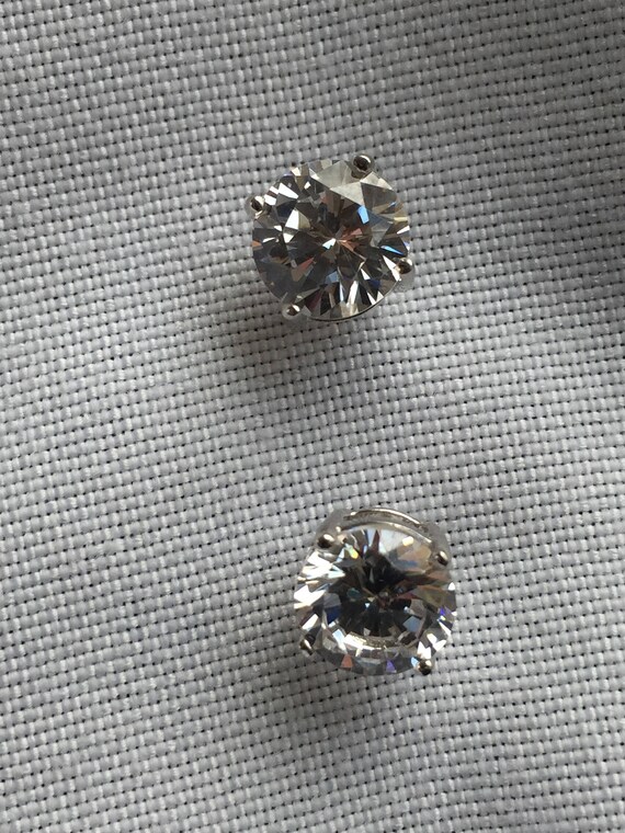 Stud Earrings Round Cubic Zirconia Pushback Post … - image 7