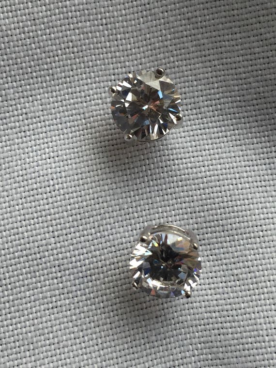 Stud Earrings Round Cubic Zirconia Pushback Post … - image 8