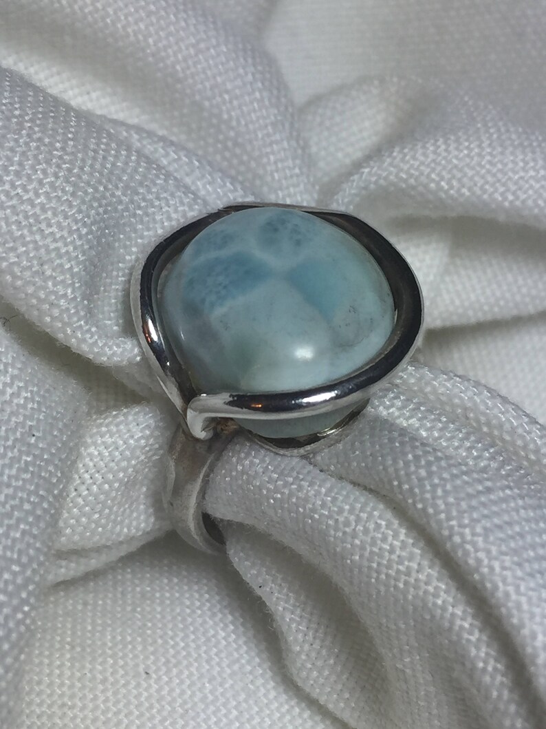 Silver Larimar Ring Silver Ring Larimar Cocktail Ring Turquoise Ring Large Larimar Ring Gemstone Ring