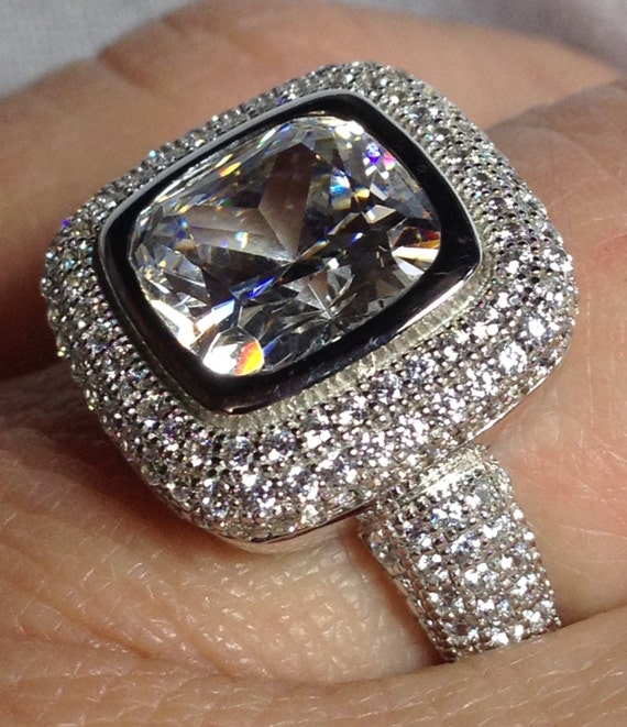 3ct  Princess Cut Engagement Ring  - Basel Settin… - image 1