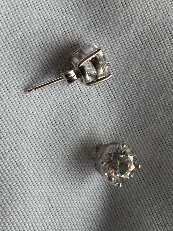 Stud Earrings Round Cubic Zirconia Pushback Post … - image 9