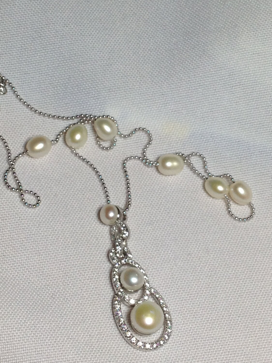 【STONEHENgE】Silver Material Pearl Cubic Necklace SC25A13T Pearl (cultured) Cubic Zirconia Sterling Silver - Geniune