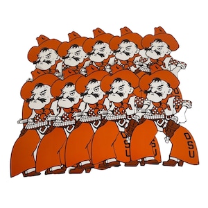Lote de 10 OSU Pistol Pete Die Cuts 10" x 6" Cartão Oklahoma State Cowboys
