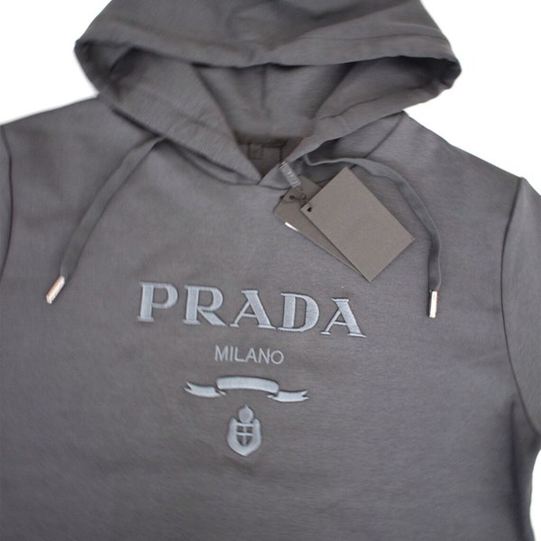 P.R.A.D.A embroidered Men hooded sweatshirt with drawstrings