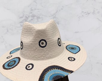 White Painted Panama Hat