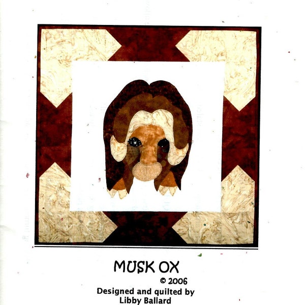 Musk Ox Mini Quilt Uncut Pattern My Sister Quilts Muskox Wall Hanging Door Hanging Libby Ballard Farm Animals Quilting Project Quilt Block