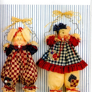 Butterick 4312 Uncut PATTERN Raffia Wall Hanging Needle in a Haystack Maybeary & Muffin Bunny Rabbit Teddy Bear Pantaloons Stuffed Animals