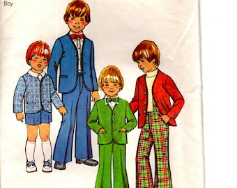 Simplicity 7204 Uncut PATTERN Boys' Suit Size 3 Chest 22" 1970s Little Boy's Suit Suiting Short Long Pants & Jacket No Lapels 70s Clothing