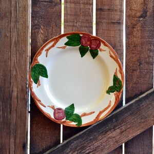 60s 70s Set of 2 Dinner Plates Franciscan Apple USA Backstamp Ivory Ceramic Handpainted Appleware Pattern Large Ceramic Earthenware Plate
